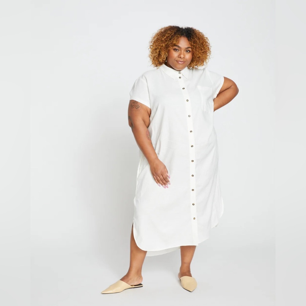 NWT White Linen Shirtdress with pockets! (Universal Standard size S_14-16)